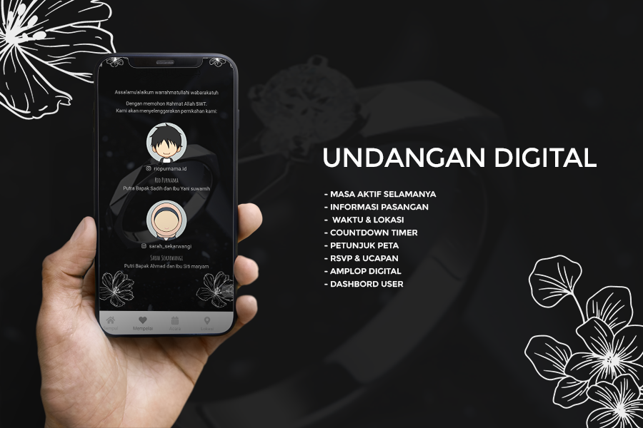 invitation Black Floral